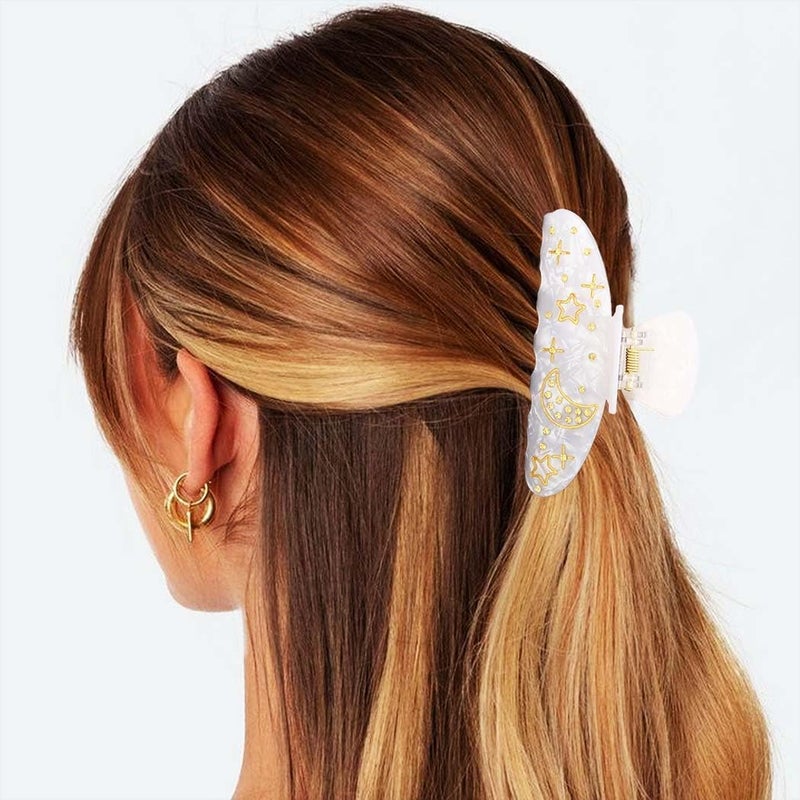 KASTWAVE 2 Pack Acrylic Hair Claw Clips, 3.1 Inch Medium Hair Grips, Cute Pink and White Jaw Clamps, Non Slip Hair Accessories for Women Girls, Strong Hold Barrette for Thin Thick Hair - Image 5