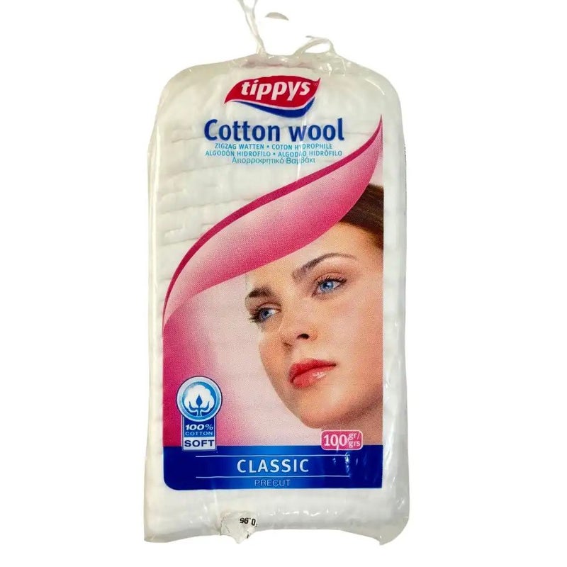 Tippys Make Up Classic Precut Pure Cotton Wool 100percent Soft- 100gms