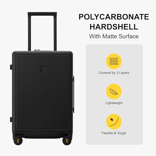 LEVEL8 Elegance Carry-on Suitcase, 20 Inch Carry on Luggage, Hardside Large Suitcases with Wheels, Tavel Bag with Tsa Lock, Black - Image 4