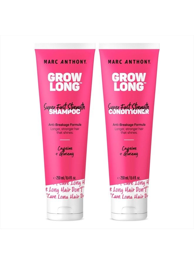 MARC ANTHONY مجموعة هدايا شامبو وبلسم، بيوتين جرو لونج - بلسم عميق مضاد للتجعد للأطراف المتقصفة والتكسر - فيتامين إي والكافيين والجينسنغ للشعر المجعد والجاف والتالف - Image 1