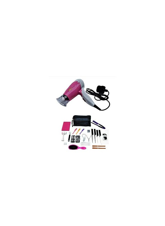 Max Elegance - Max Elegance Set Of Beauty Bag Tools With Hair Dryer, Hair Care, Skin Care And Nail Care, 32 Pieces - Pack Of 1 - Image 1