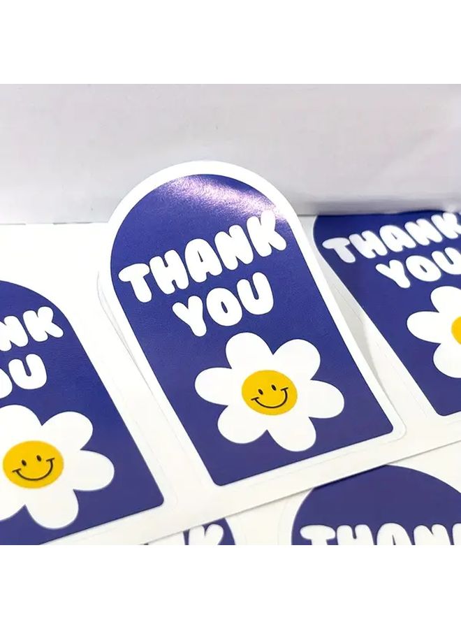 100pcs Cute Flower Thank You Stickers Graffiti Gift Box Sealing Non Dry Adhesive Packaging - Image 5