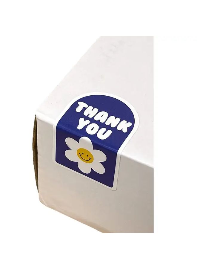 100pcs Cute Flower Thank You Stickers Graffiti Gift Box Sealing Non Dry Adhesive Packaging - Image 3