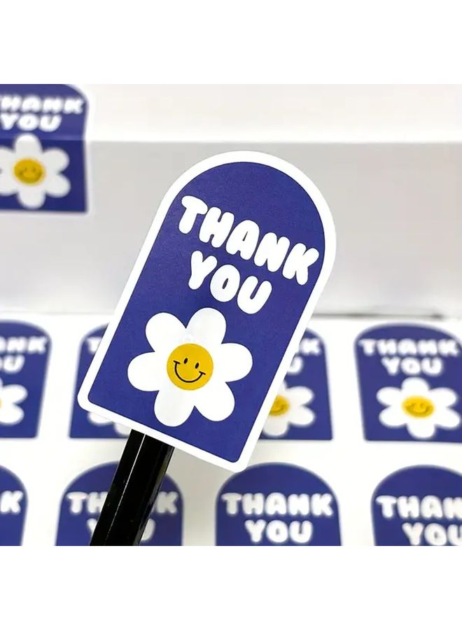 100pcs Cute Flower Thank You Stickers Graffiti Gift Box Sealing Non Dry Adhesive Packaging - Image 4