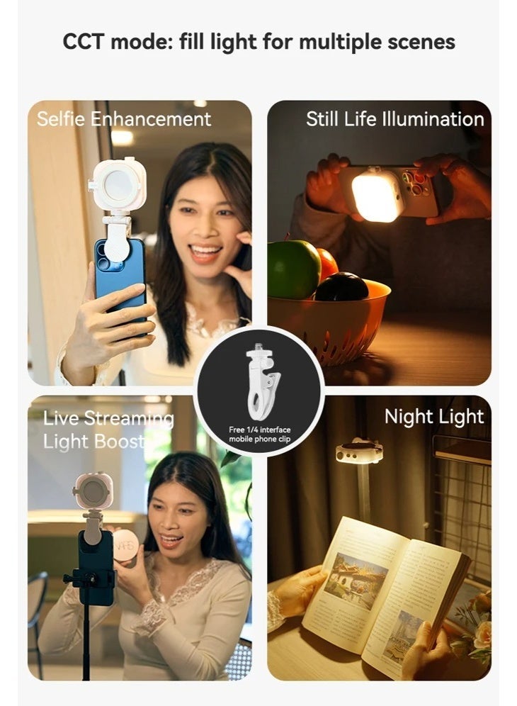 تيليسن مصباح تعبئة سيلفي مغناطيسي RGB من TELESIN – إضاءة LED صغيرة بـ 60 لمبة RGB، بطارية 2000mAh قابلة للشحن، حرارة لون 2500K–9000K، مثالي للتصوير والفيديو والبث المباشر – موديل P5-BGD-03 (أبيض) - Image 2