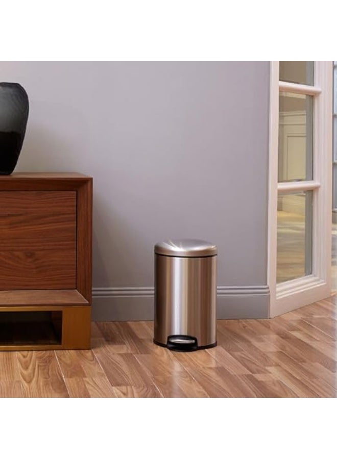 Pedal stainless steel dust bin 5L with Soft close lid, stainless steel - Image 5