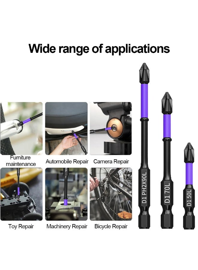 Chabeia Strong Magnetic Cross Screwdriver Bits D1 High Hardness Anti-shock Batch Head Non-slip Impact Driver Bit Sets for Power Drilling - Image 5