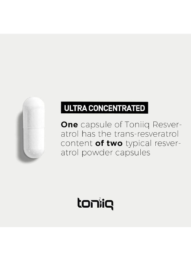 Toniiq Ultra High Purity Resveratrol Capsules - 98% Trans-Resveratrol - 60 Caps Reservatrol Supplement - Image 5