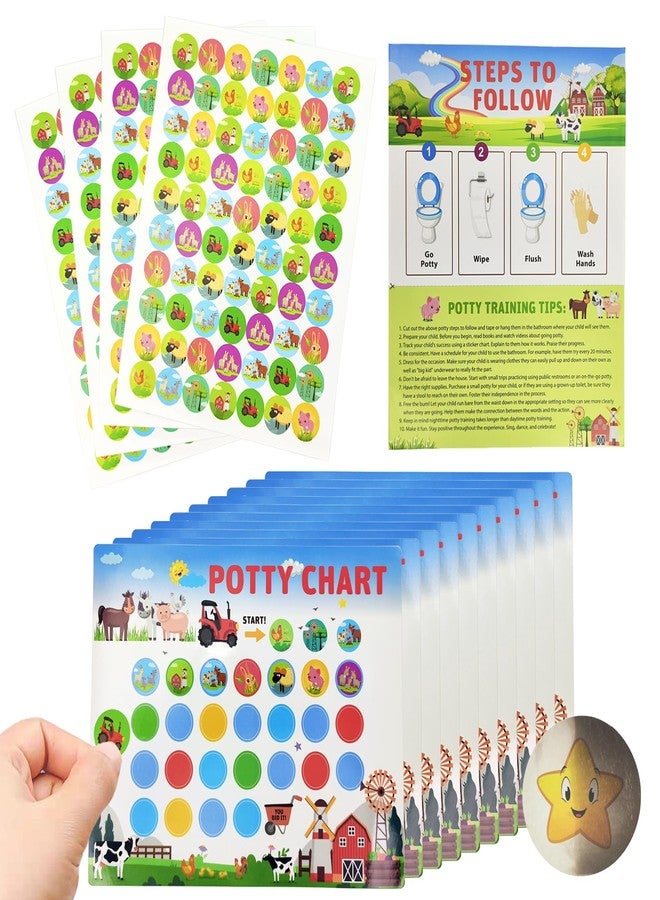 TSBSHum 18-Piece Potty Training Chart,Potty Training Sticker Chart for Boys,Made of Waterproof Paper,Helps Toddler Kids Learn Toilet Independence with Reward Stickers (Farm Themed) - Image 1