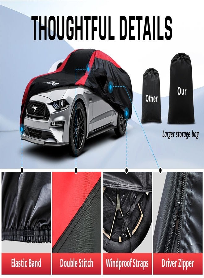 AltoCover Mustang Car Cover Waterproof All Weather with Red Strip Design, Custom Fit for Ford Mustang 1994-2025, Mustang Accessory with Door Zipper & Windproof Straps - Image 5