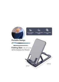 OUYoo OUYoo Foldable Cell Phone Stand Holder Aluminum Adjustable Height Nonslip Adhesive Portable Cellphone Cradle for Desk Office Table Home Travel Mobile Smartphone Compatible with tablets（Gray）  - Image 2