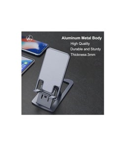 OUYoo OUYoo Foldable Cell Phone Stand Holder Aluminum Adjustable Height Nonslip Adhesive Portable Cellphone Cradle for Desk Office Table Home Travel Mobile Smartphone Compatible with tablets（Gray）  - Image 3