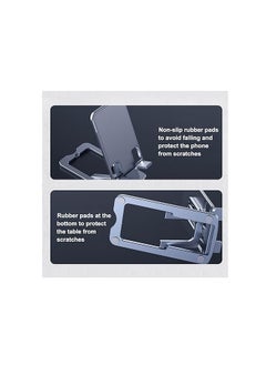OUYoo OUYoo Foldable Cell Phone Stand Holder Aluminum Adjustable Height Nonslip Adhesive Portable Cellphone Cradle for Desk Office Table Home Travel Mobile Smartphone Compatible with tablets（Gray）  - Image 5