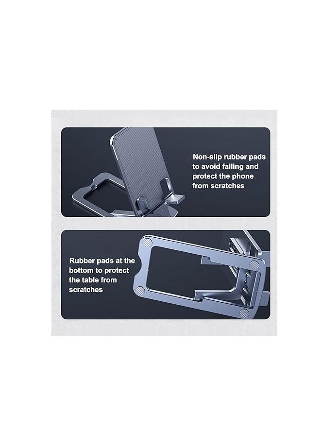 OUYoo OUYoo Foldable Cell Phone Stand Holder Aluminum Adjustable Height Nonslip Adhesive Portable Cellphone Cradle for Desk Office Table Home Travel Mobile Smartphone Compatible with tablets（Gray）  - Image 5