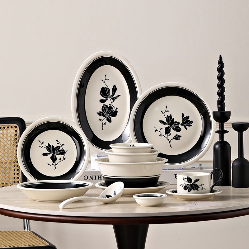 High-Looking Mid-Century Style Tableware Bowls And Plates Set Underglaze Color Plates Dinner Plates Ceramic Dishes Household Soup Bowls Eating Bowls - Image 2