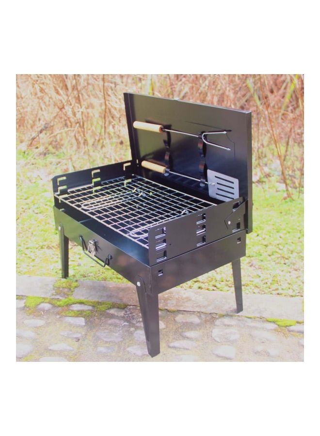 إسكدنيا شواية قابلة للطي مع مبسط وشوكة أسود/فضي 17.13x10.83x18.5بوصة - Image 5