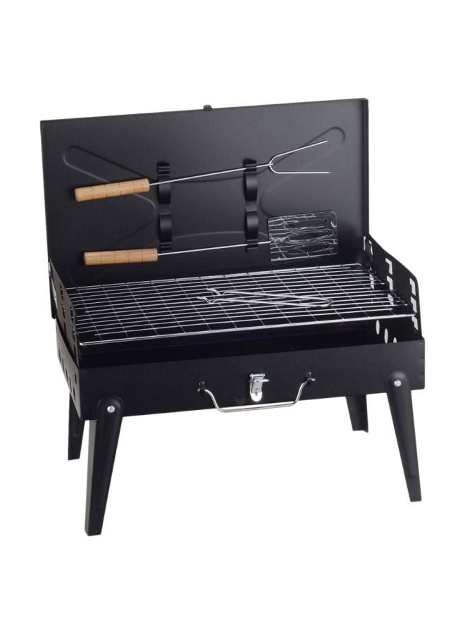 إسكدنيا شواية قابلة للطي مع مبسط وشوكة أسود/فضي 17.13x10.83x18.5بوصة - Image 1