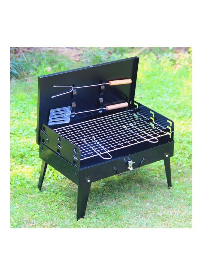 إسكدنيا شواية قابلة للطي مع مبسط وشوكة أسود/فضي 17.13x10.83x18.5بوصة - Image 4