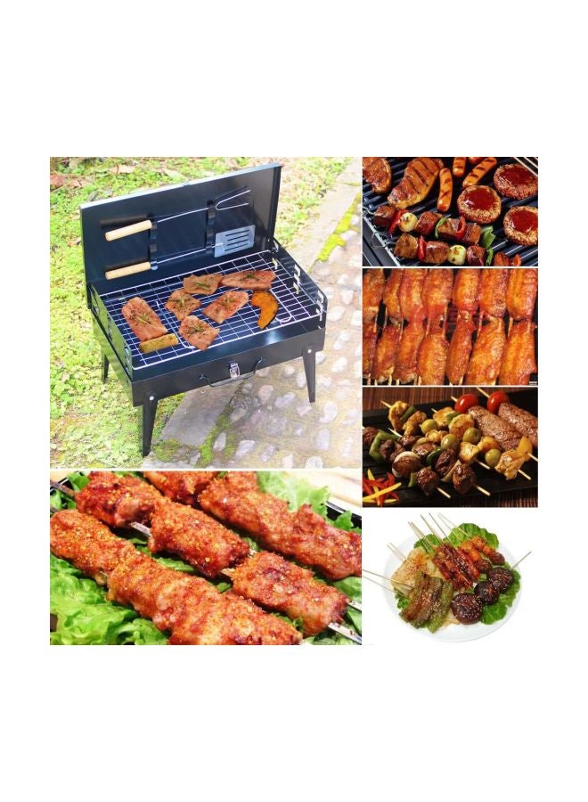 إسكدنيا شواية قابلة للطي مع مبسط وشوكة أسود/فضي 17.13x10.83x18.5بوصة - Image 3