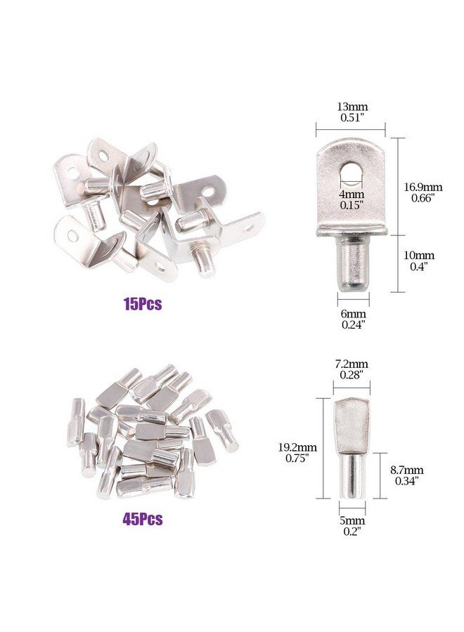Swpeet Swpeet 120Pcs 4 Styles Shelf Pins Kit, Top Quality Nickel Plated Shelf Bracket Pegs Cabinet Furniture Shelf Pins Support for Shelf Holes on Cabinets, Entertainment Centers  - Image 2