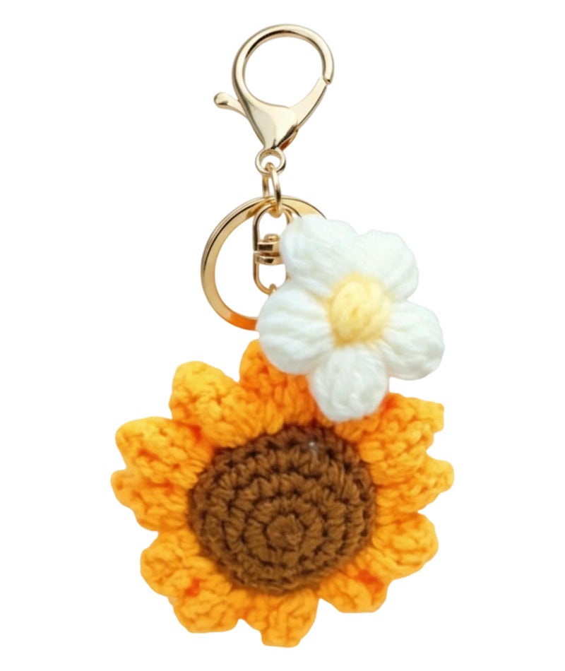 XFSAFDM Crochet Keychain for Woment, You Are My Sunshine Gift with Dual Sided Sun Charm & Key Ring, Handmade Flower Keychain - Image 1