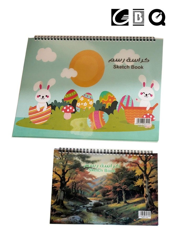 2PCS B4(35*25) B5(26*18)Sketchbook 15Sheets/Book A Total Of 30 Pages Spiral Bound Hardcover Art Book