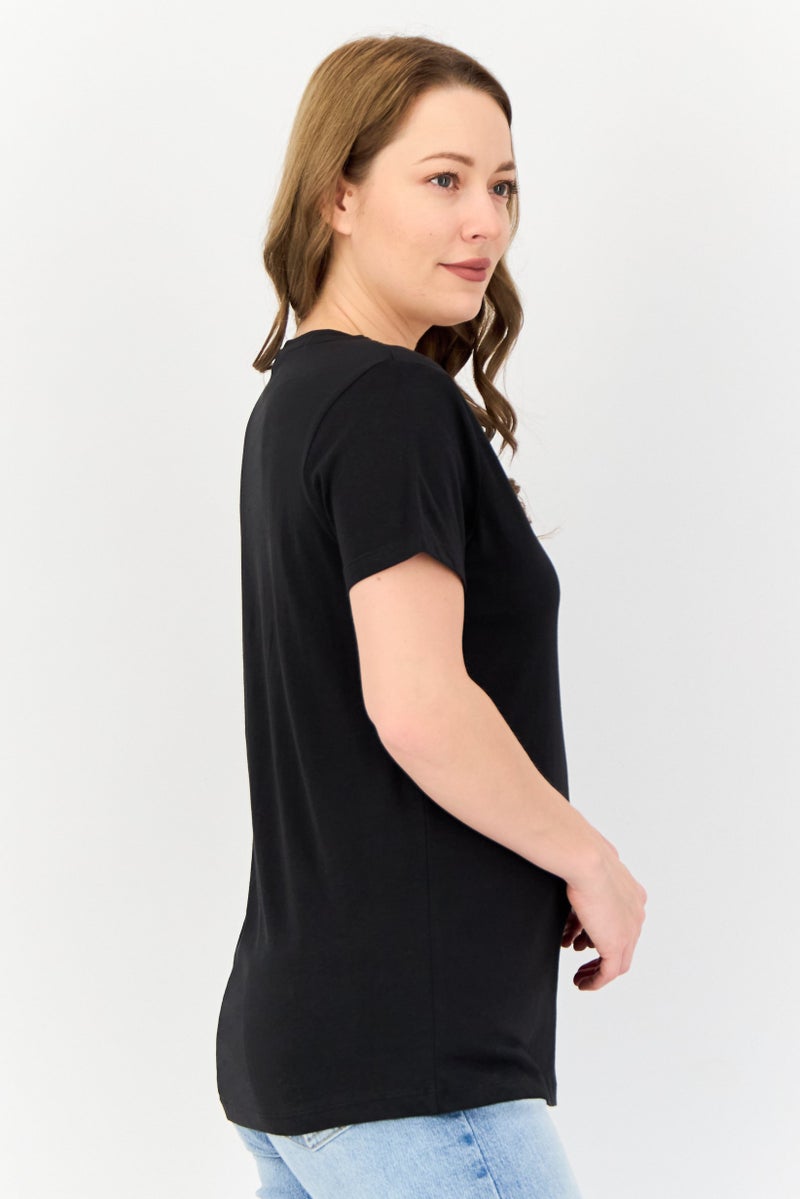English Laundry Women 2 Pcs V-Neck Short Sleeve Solid T-Shirts, Black  - Image 4