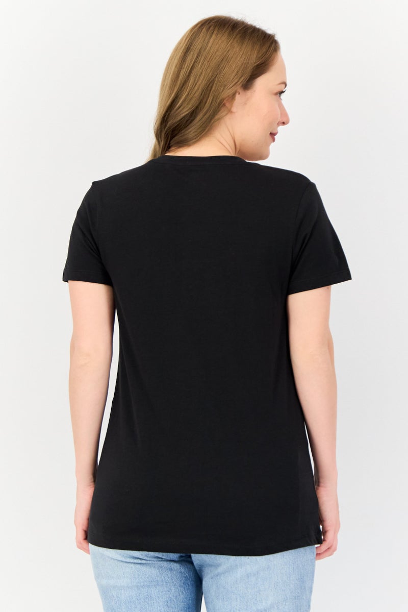 English Laundry Women 2 Pcs V-Neck Short Sleeve Solid T-Shirts, Black - Image 2