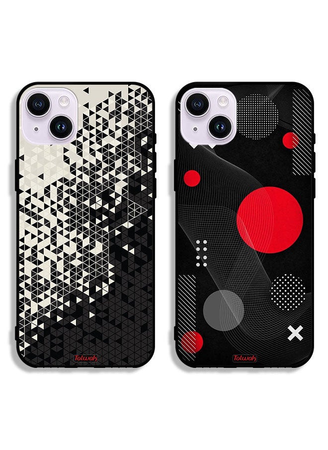 Tolwak - Two Cases For Apple iPhone 14 Plus Protective Covers Digital Shape Pattern - Image 1
