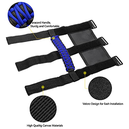Bentolin 4x Roll Bar Grab Handles Grip Handle for Jeep Wrangler YJ TJ JK JKU JL JLU Sports Sahara Freedom Rubicon Unlimited X Gladiator JT 1955-2022 UTV ATV Paracord Handles Interior Accessories (Blue) - Image 2