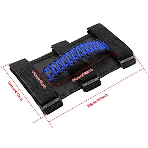 Bentolin 4x Roll Bar Grab Handles Grip Handle for Jeep Wrangler YJ TJ JK JKU JL JLU Sports Sahara Freedom Rubicon Unlimited X Gladiator JT 1955-2022 UTV ATV Paracord Handles Interior Accessories (Blue) - Image 4