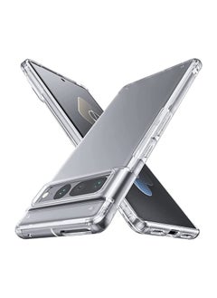 متوافق مع هاتف Pixel 7 Pro ويدعم الشحن اللاسلكي، حافظة هاتف شفافة مضادة لبصمات الأصابع ومضادة للصدمات (شفاف)