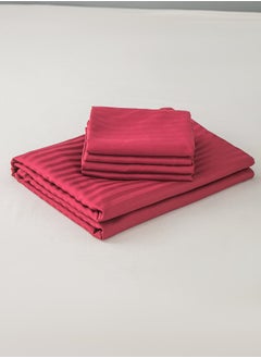 LUNA Home Fitted sheet with elastic corner 160*200 + 30 cm with 2 pillow cases, bedsheet set of 3 piece queen size, red.  - Image 5
