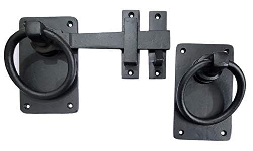 Adonai Hardware "Adonikam Antique Heavy Duty Cast Iron Front Entry Sturdy Ring Medieval Gate Latch Without Texture (1 Pack, Matte Black) for Vintage Wooden Barn Shed Doors, Gates, Fences, Farmhouse - Image 2