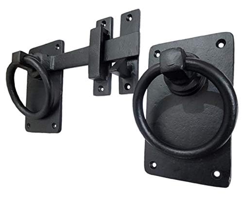 Adonai Hardware "Adonikam Antique Heavy Duty Cast Iron Front Entry Sturdy Ring Medieval Gate Latch Without Texture (1 Pack, Matte Black) for Vintage Wooden Barn Shed Doors, Gates, Fences, Farmhouse - Image 3