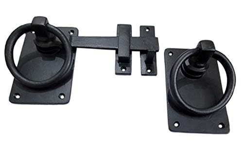 Adonai Hardware "Adonikam Antique Heavy Duty Cast Iron Front Entry Sturdy Ring Medieval Gate Latch Without Texture (1 Pack, Matte Black) for Vintage Wooden Barn Shed Doors, Gates, Fences, Farmhouse - Image 5