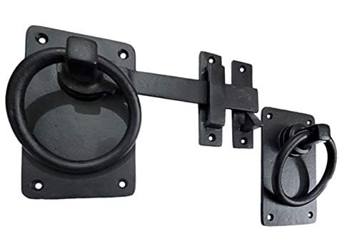 Adonai Hardware "Adonikam Antique Heavy Duty Cast Iron Front Entry Sturdy Ring Medieval Gate Latch Without Texture (1 Pack, Matte Black) for Vintage Wooden Barn Shed Doors, Gates, Fences, Farmhouse - Image 4