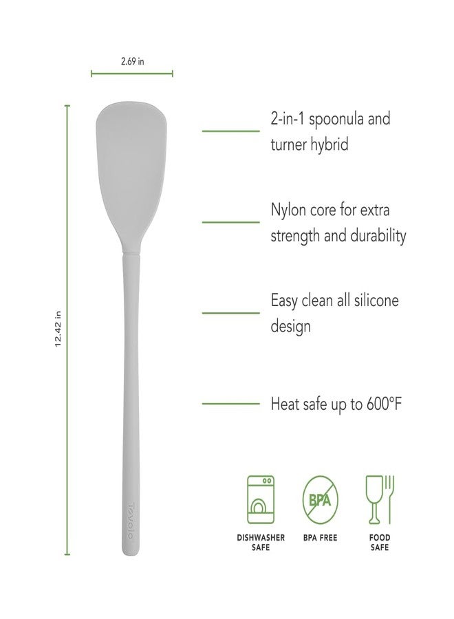 Tovolo Flex Core Scoopula Silicone Multifunction Scoop Spatula Combo Oyster Gray BPA Free Silicone Heat Resistant Scoop and Serve Spatula Combo Kitchen Utensils - Image 5