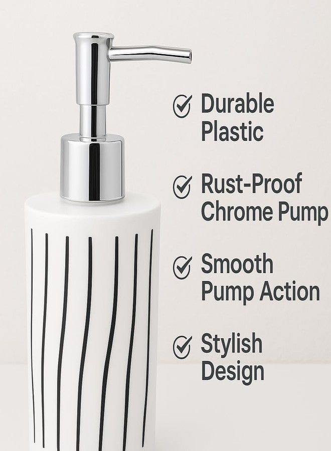 Bigining™ Soap Dispenser Bottle Set with Pump for Handwash - Pack of 3 (350ml Each) | White Plastic Body with Chrome Finish Top | Refillable Bathroom & Kitchen Sink Liquid Soap Dispensers - Image 5