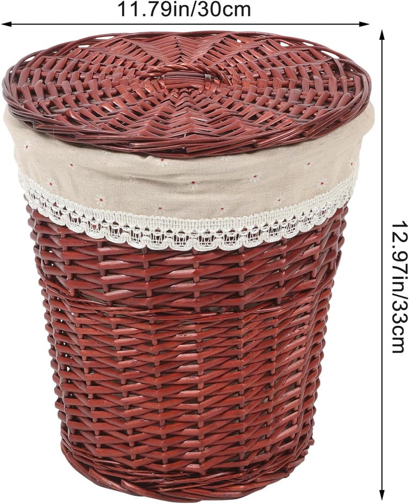 Woven Rattan Laundry Hamper with Lid Large Capacity Sundries Storage Basket for Clothes Towels Home Organization - Image 2