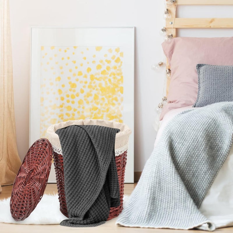 Woven Rattan Laundry Hamper with Lid Large Capacity Sundries Storage Basket for Clothes Towels Home Organization - Image 5
