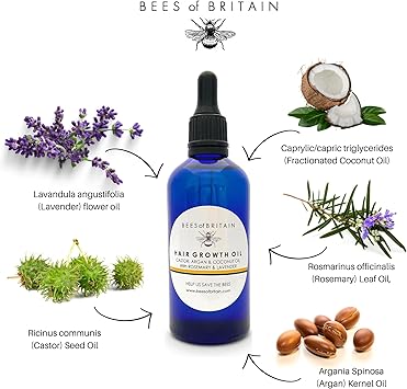BEES of BRITAIN زيت نمو الشعر BEES of BRITAIN 100 طبيعي مع زيت الخروع والأركان وإكليل الجبل والخزامى ينشط نمو الشعر وينعش نحن نتبرع بـ 5 من أرباحنا لإنقاذ النحل الملقحات 100 مل - Image 2