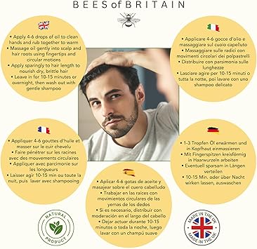 BEES of BRITAIN زيت نمو الشعر BEES of BRITAIN 100 طبيعي مع زيت الخروع والأركان وإكليل الجبل والخزامى ينشط نمو الشعر وينعش نحن نتبرع بـ 5 من أرباحنا لإنقاذ النحل الملقحات 100 مل - Image 5