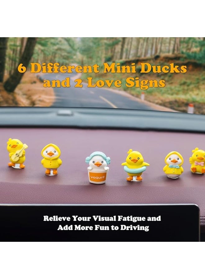 LYNLYN 6 Pcs Adorable Yellow Duck Car Accessories Set, Cute Duck Ornaments with Adhesive Stickers for Car Interior, Home, Desk Decor - Image 2