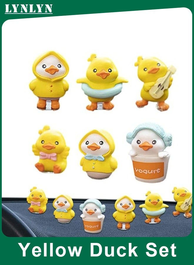 LYNLYN 6 Pcs Adorable Yellow Duck Car Accessories Set, Cute Duck Ornaments with Adhesive Stickers for Car Interior, Home, Desk Decor - Image 1