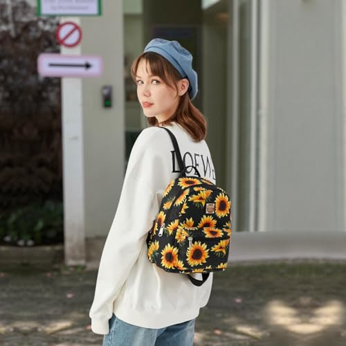 Cusangel Small Backpack Purse for Women, Mini Backpack Purse for Women Girls, Sunflower Backpack for Birthday Day Mothers Day Gifts etc,Fashion Ladies Shoulder Bag with Water Bottle Pockets - Image 3