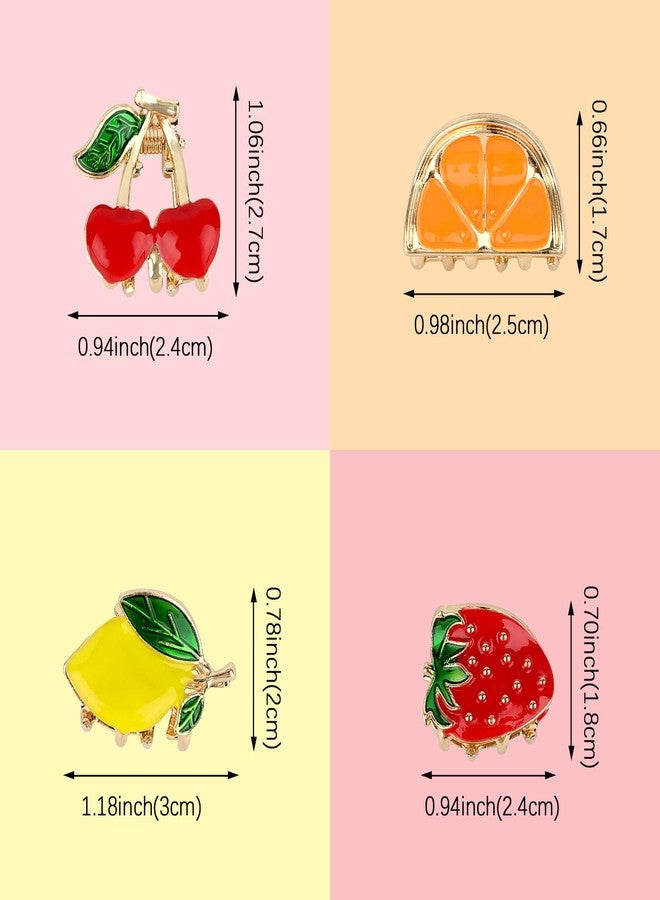 ANBALA 8Pcs Mini Fruit Hair Calw Clips for Women Girls Cherry Lemon Strawberry Orange Designs Metal Hair Clips Fun Summer Hair Accessories - Image 2