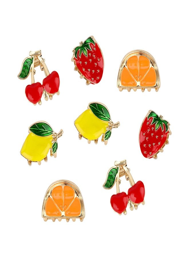 ANBALA 8Pcs Mini Fruit Hair Calw Clips for Women Girls Cherry Lemon Strawberry Orange Designs Metal Hair Clips Fun Summer Hair Accessories - Image 1