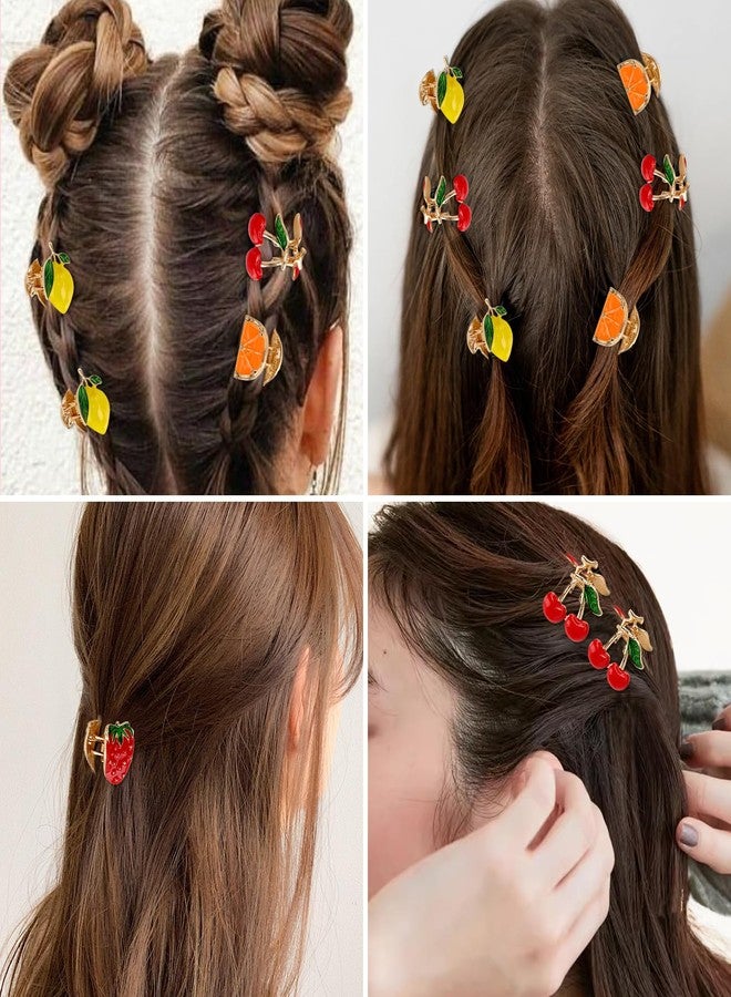 ANBALA 8Pcs Mini Fruit Hair Calw Clips for Women Girls Cherry Lemon Strawberry Orange Designs Metal Hair Clips Fun Summer Hair Accessories - Image 4