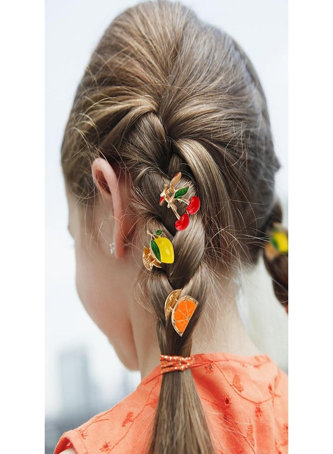ANBALA 8Pcs Mini Fruit Hair Calw Clips for Women Girls Cherry Lemon Strawberry Orange Designs Metal Hair Clips Fun Summer Hair Accessories - Image 3